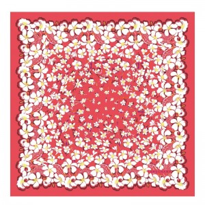 Longchamp Hawaiian Flowers Silk Scarf 50 Strawberry | 3518246-HX