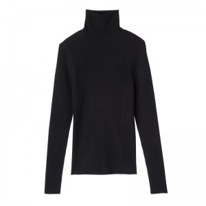 Longchamp High Collar Fitted Jumper Schwarz | 2683074-AU