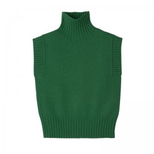 Longchamp High Collar No Sleeve Jumper Grün | 0428915-RP