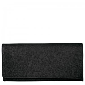 Longchamp Le Foulonné Continental Wallet Schwarz | 5764201-TR
