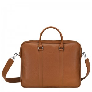 Longchamp Le Foulonné M Briefcase Caramel | 7398105-YJ