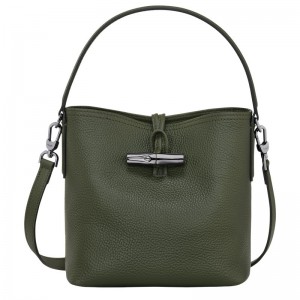 Longchamp Le Roseau Essential Xs Bucket Bag Khaki | 3462957-HV