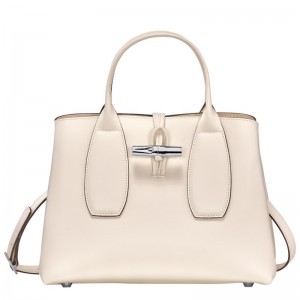 Longchamp Le Roseau M Handbag Ecru | 7430916-XG
