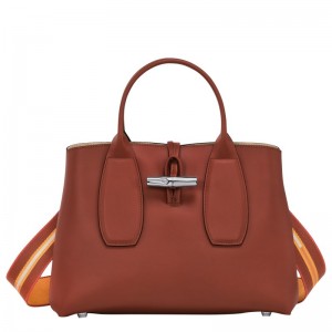 Longchamp Le Roseau M Handbag Mahogany | 1975638-TS