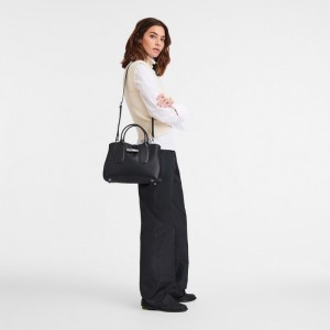 Longchamp Le Roseau M Handbag Schwarz | 0426357-QG