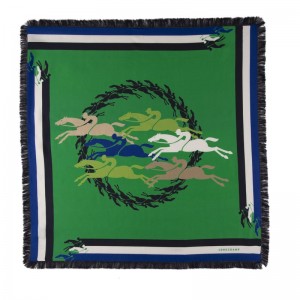 Longchamp Longchamp Jumping Silk Scarf 70 Grün | 0256381-AM