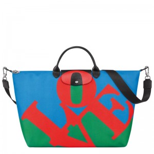 Longchamp Longchamp X Robert Indiana Travel Bag Rot Navy | 1567492-DU