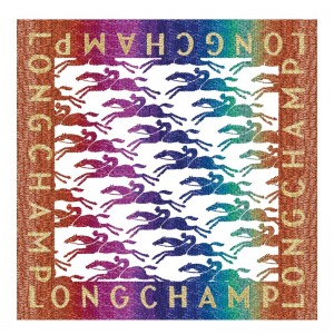 Longchamp Sunset Glitters Silk Scarf 70 Sienna | 1308465-NB