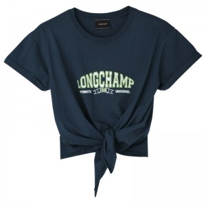 Longchamp Tied T-shirt Navy | 0578931-NA