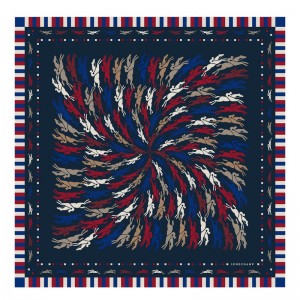 Longchamp Très Paris Longchamp Silk Scarf 70 Navy | 2801943-LS